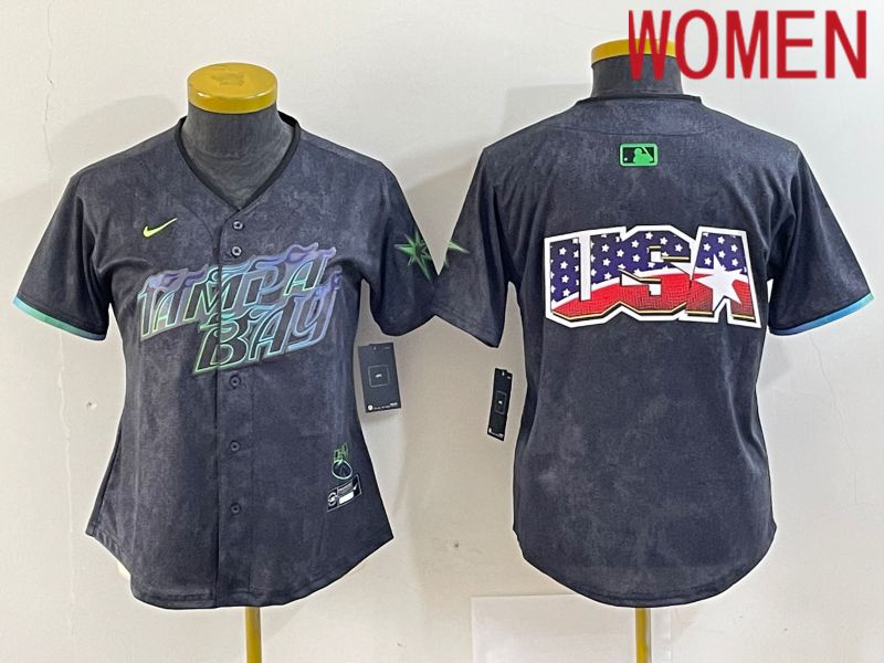 Women Tampa Bay Rays Blank Nike MLB Limited City Connect Black 2024 Jersey style 3